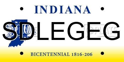 SDLEGEG Indiana License Plate