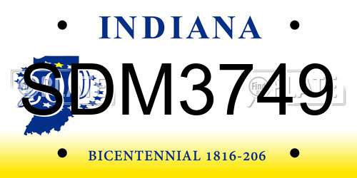 SDM3749 Indiana License Plate