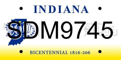 SDM9745 Indiana License Plate
