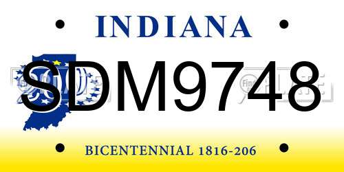 SDM9748 Indiana License Plate