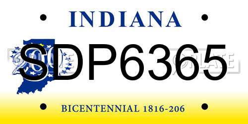 SDP6365 Indiana License Plate