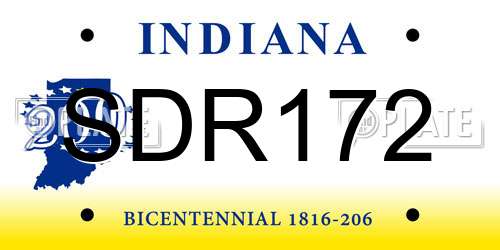 SDR172 Indiana License Plate