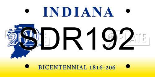 SDR192 Indiana License Plate