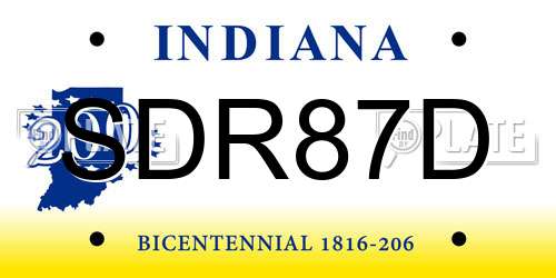 SDR87D Indiana License Plate
