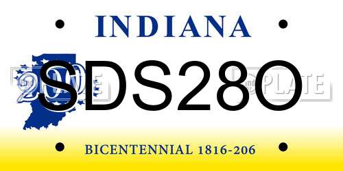 SDS28O Indiana License Plate