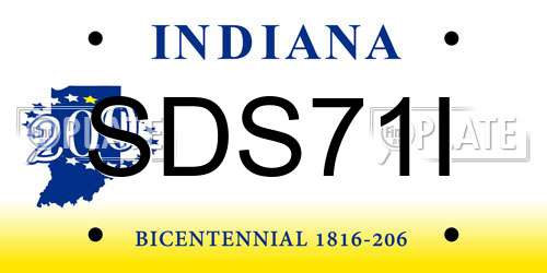 SDS71I Indiana License Plate