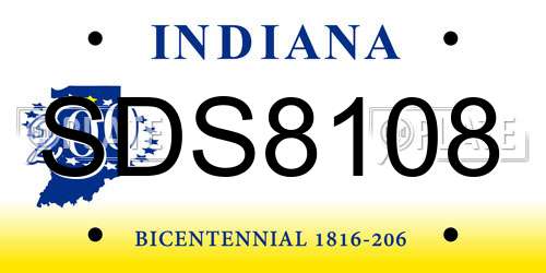 SDS8108 Indiana License Plate