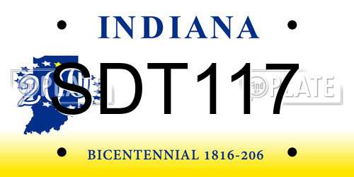 SDT117 Indiana License Plate