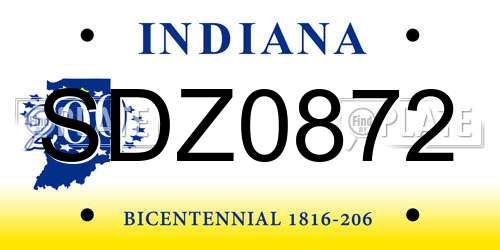 SDZ0872 Indiana License Plate