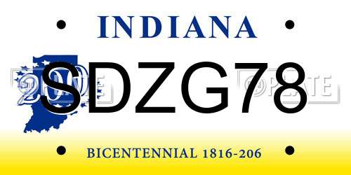 SDZG78 Indiana License Plate
