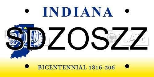 SDZOSZZ Indiana License Plate