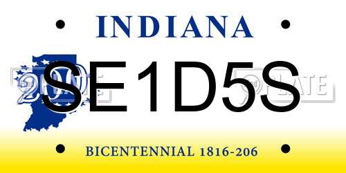 SE1D5S Indiana License Plate
