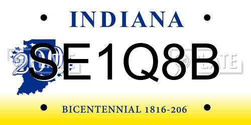SE1Q8B Indiana License Plate
