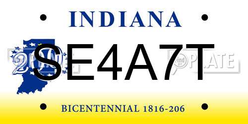 SE4A7T Indiana License Plate