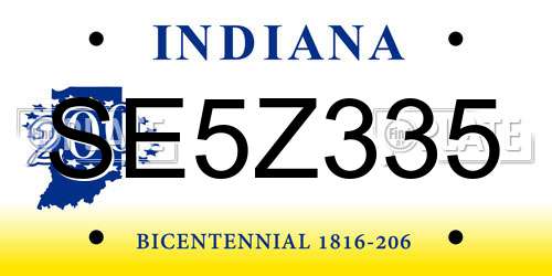 SE5Z335 Indiana License Plate