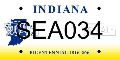 SEA034 Indiana License Plate