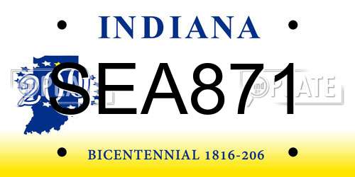 SEA871 Indiana License Plate