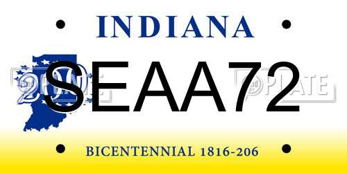SEAA72 Indiana License Plate