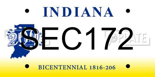 SEC172 Indiana License Plate