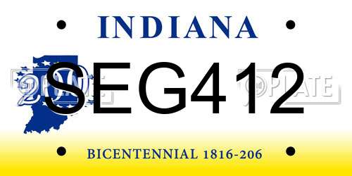 SEG412 Indiana License Plate