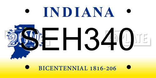 SEH340 Indiana License Plate