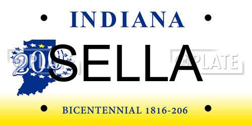 SELLA Indiana License Plate
