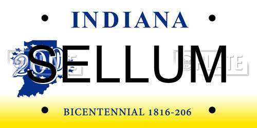 SELLUM Indiana License Plate