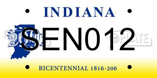SEN012 Indiana License Plate