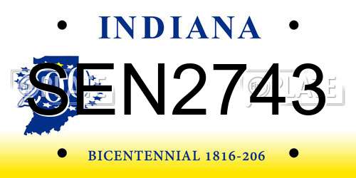 SEN2743 Indiana License Plate