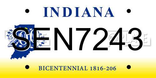 SEN7243 Indiana License Plate