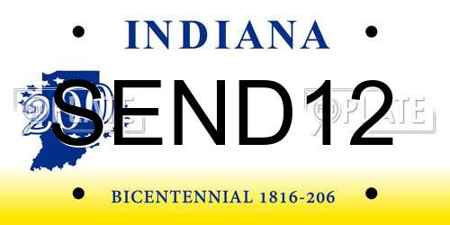 SEND12 Indiana License Plate