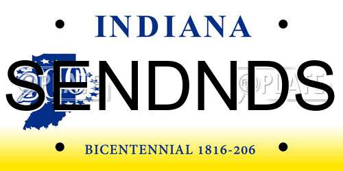 SENDNDS Indiana License Plate