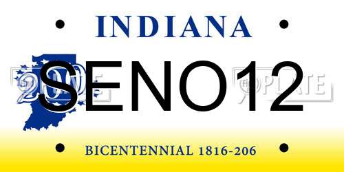 SENO12 Indiana License Plate