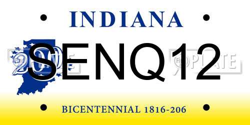 SENQ12 Indiana License Plate