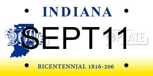 SEPT11 Indiana License Plate