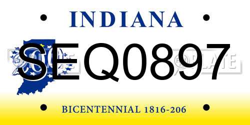 SEQ0897 Indiana License Plate