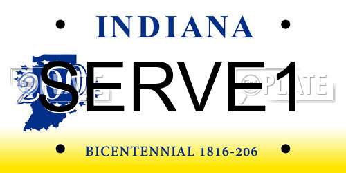 SERVE1 Indiana License Plate
