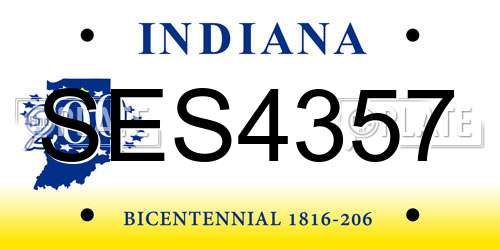 SES4357 Indiana License Plate