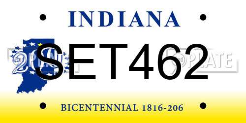 SET462 Indiana License Plate