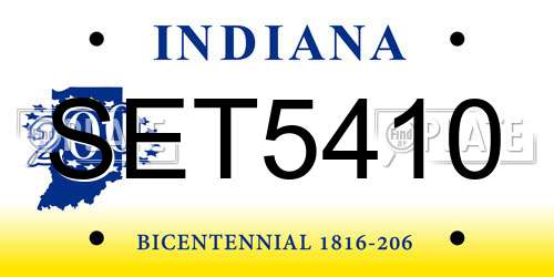 SET5410 Indiana License Plate