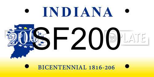 SF200 Indiana License Plate