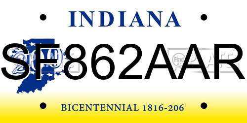 SF862AAR Indiana License Plate