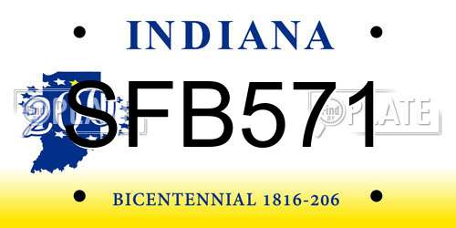 SFB571 Indiana License Plate