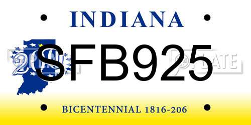 SFB925 Indiana License Plate