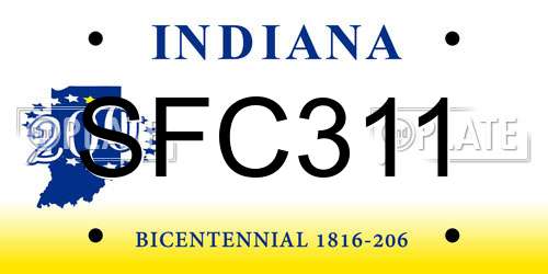 SFC311 Indiana License Plate