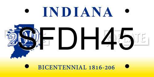 SFDH45 Indiana License Plate