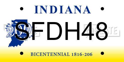 SFDH48 Indiana License Plate