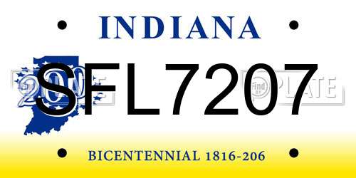 SFL7207 Indiana License Plate