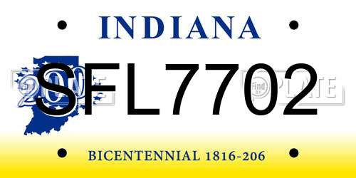 SFL7702 Indiana License Plate