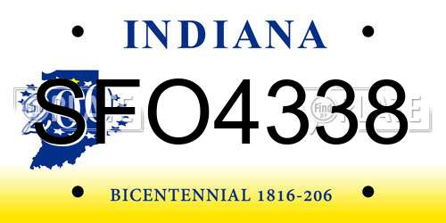 SFO4338 Indiana License Plate